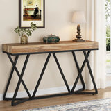 Industrial Console Table with 140cm Display Top – Rustic Wood-Effect & Metal Frame