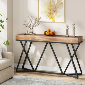 Industrial Console Table with 140cm Display Top – Rustic Wood-Effect & Metal Frame