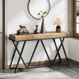 Industrial Console Table with 140cm Display Top – Rustic Wood-Effect & Metal Frame