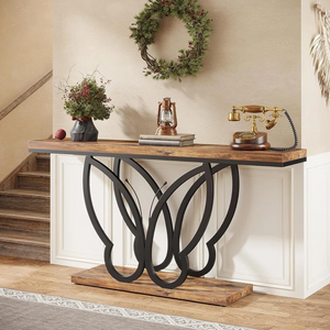 Brown & Black Console Table with Butterfly Frame