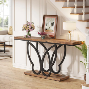 Brown & Black Console Table with Butterfly Frame